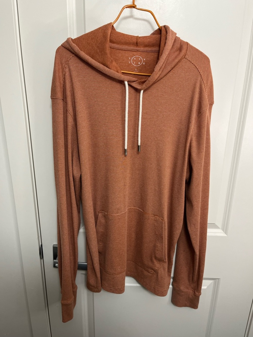 Even Tide Men's Lightweight Hoodie - Rust Brown in size L